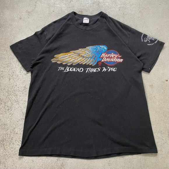 Vintage 80s Harley Davidson Wings The Legend Takes Wing T Shirt - Picture 1 of 8